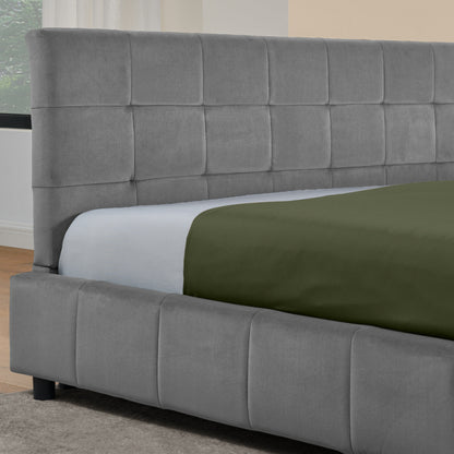 Doppelbett 160x200 cm weiches hautfreundliches Samt, L-förmiges Eck Bettgestell, robuste Eukalyptus- und Eisenlatten, Dark Gray (ohne Matratze)