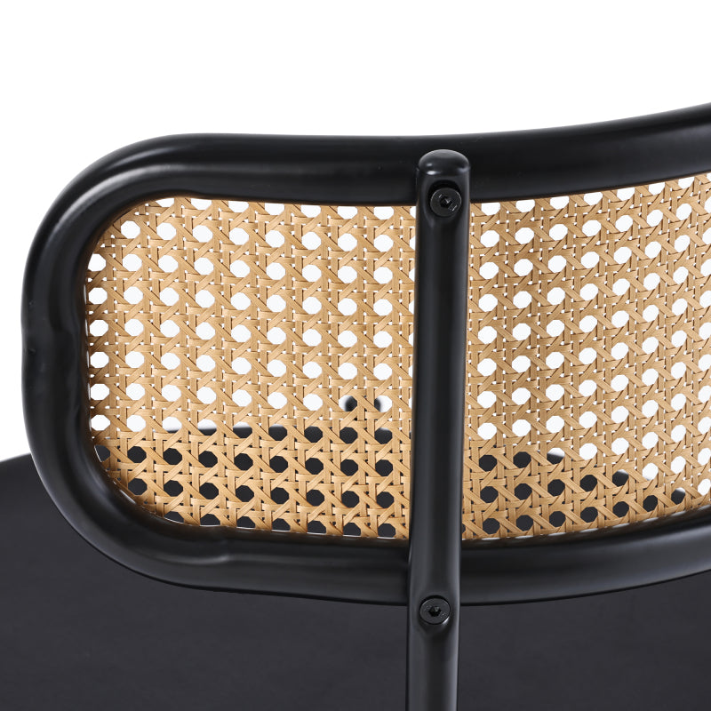 Samt-Esszimmerstuhl,2er set, Rattan-Freizeitstuhl, Schwarz