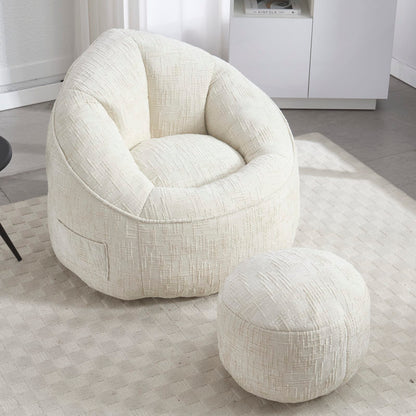 Sitzsack Sofa Stuhl für Erwachsene mit Fußstütze, Beige
