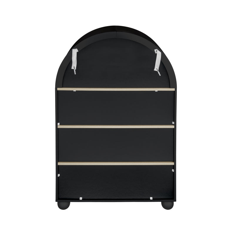 Schwarzes Bücherregal mit bogenförmigem Design, Höhe 120 cm, geeignet für Wohnzimmer, Schlafzimmer, Arbeitszimmer und Büro