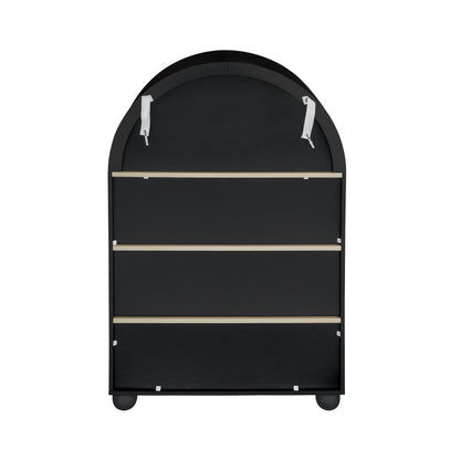 Schwarzes Bücherregal mit bogenförmigem Design, Höhe 120 cm, geeignet für Wohnzimmer, Schlafzimmer, Arbeitszimmer und Büro