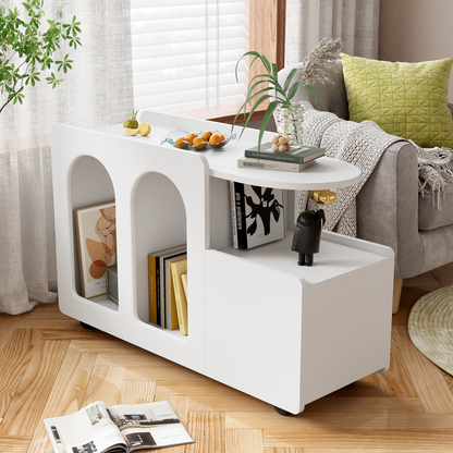 Beistellschrank mit Rollen, vielseitiger Aufbewahrungswagen für Wohnzimmer, Esszimmer und Schlafzimmer, Weißer
