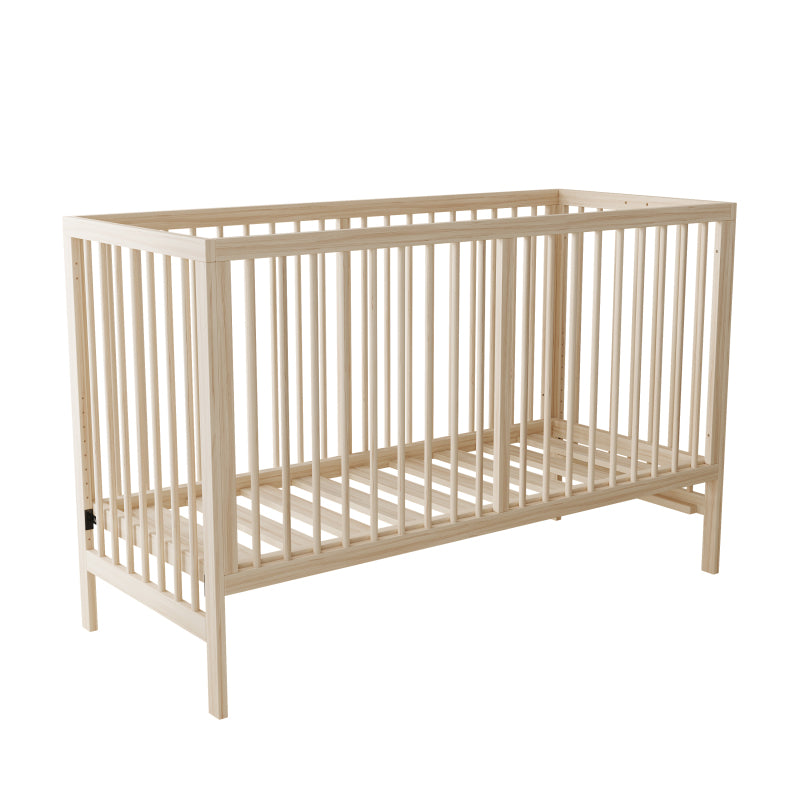 Holz Babybett, umwandelbar in Nebenbett / Malerbrettständer / Schreibtisch, höhenverstellbar, ohne Matratze, aus Fichte, naturfarben, 140x60x90cm