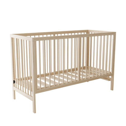 Holz Babybett, umwandelbar in Nebenbett / Malerbrettständer / Schreibtisch, höhenverstellbar, ohne Matratze, aus Fichte, naturfarben, 140x60x90cm