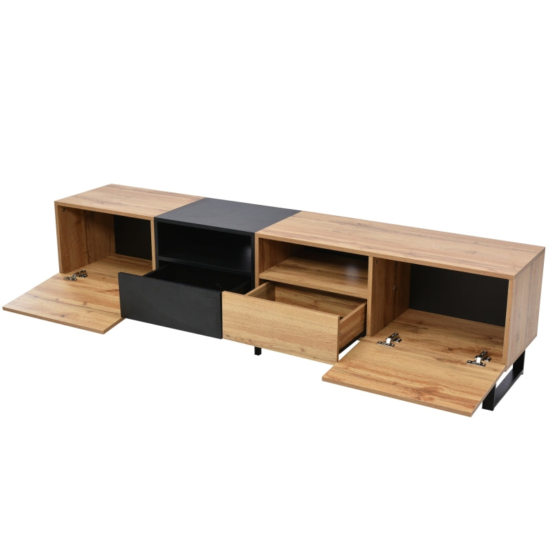 Moderner TV-Ständer mit schwarzem und holzfarbenem Design – geräumiger Stauraum, robuste Konstruktion