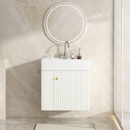Waschbecken mit Waschtischunterschrank, Waschtischunterschrank , Waschtischunterschrank hängend hellgrau , Kleine Gästebad Möbel, White