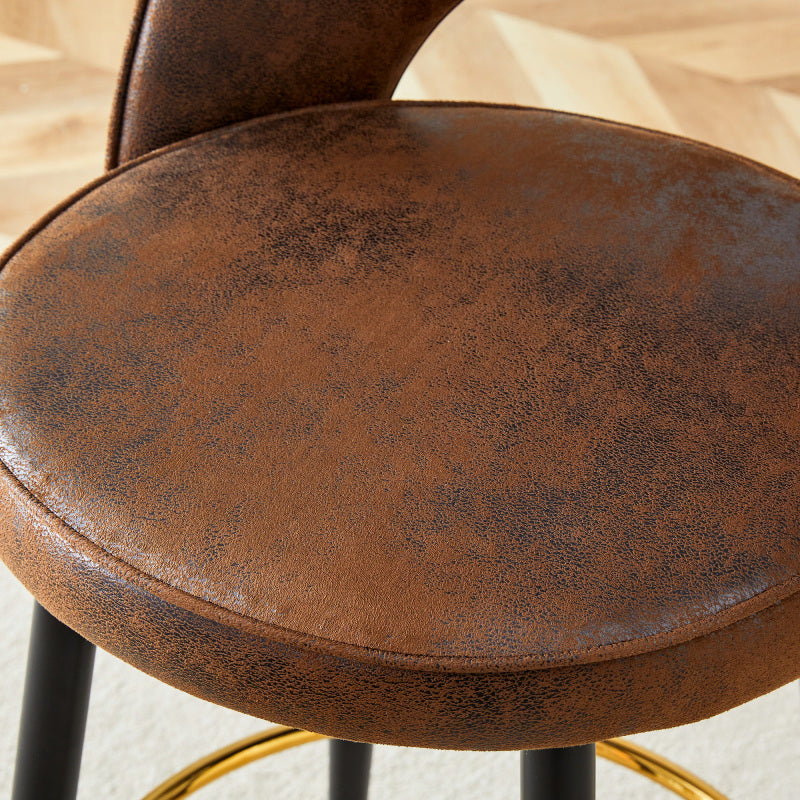 360° drehbarer Barstuhl. Braun atmungsaktives komfortables Technologiestoff, bequemer gepolsterter Bar-Stuhl, Eine Box von 2 Packungen.