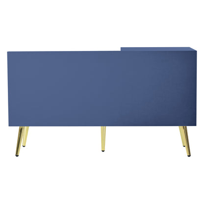 Moderne luxuriöse Schuhtruhe in Blau mit Stauraum, gepolsterter Sitzbank und Rückenlehne, Perfekt für den Eingangsbereich