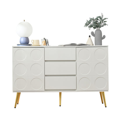 Kommode mit 3 Schubladen und 2 Türen, Kommodenschrank, für Schlafzimmer und Wohnzimmer, mit verstellbaren Regalen und Kippschutz, 120 x 40 x 78 cm, Weiß