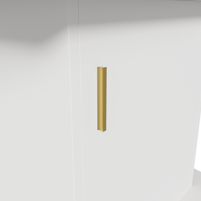 Ausziehbarer ovaler Esstisch, L110/130*W70*H75cm, weiß+goldener Griff