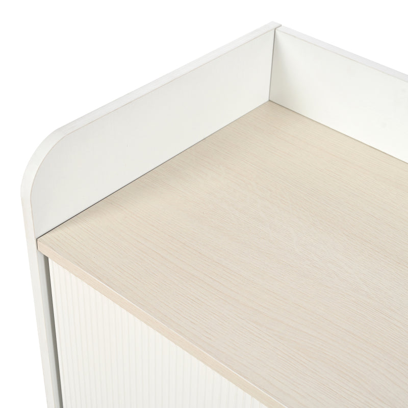 Sideboard mit drei Schubladen, exquisite Maserung. Sideboard für Schlafzimmer und Wohnzimmer, Moderne Holzfarbe-Sideboard mit Stauraumregalen. L117,5 cm