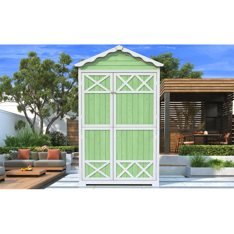 Outdoor Holz Gartenmöbel Aufbewahrungsschuppen, Werkzeughaus für Garten, Terrasse, verblassungsfrei, wetterfest, sicher und geschützt, wartungsfrei, umweltfreundlich, grün