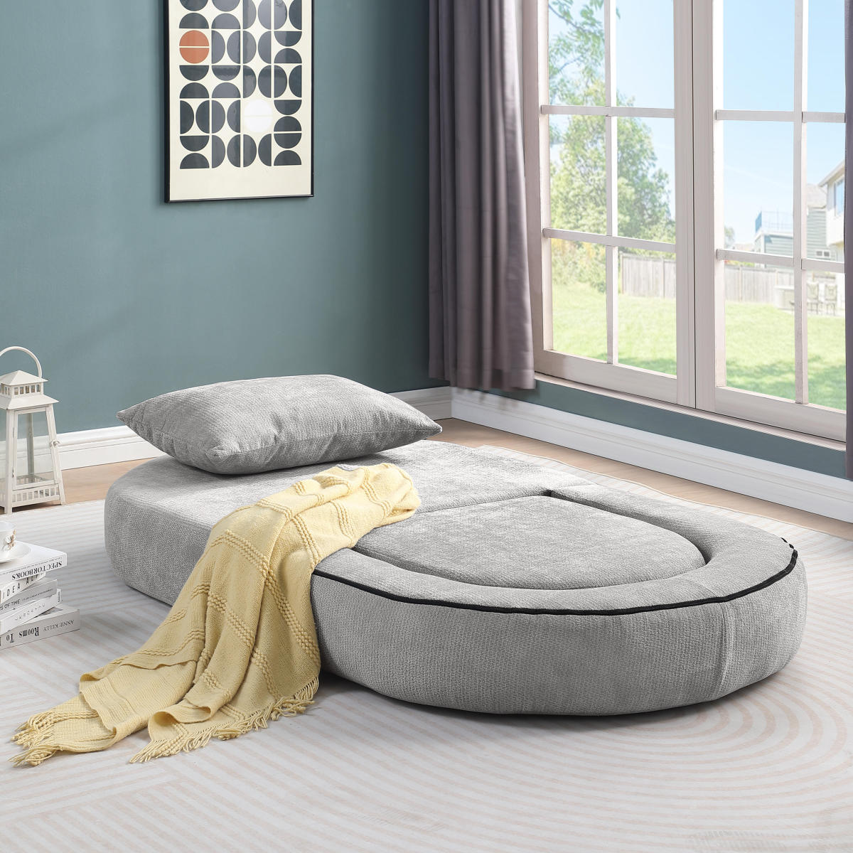 Modulares Sofa-Set Frottee (Terry Cloth), Sektionssofa Minimalistisch, Wohnzimmer Couchgarnitur, Umkehrbar, Light Grey