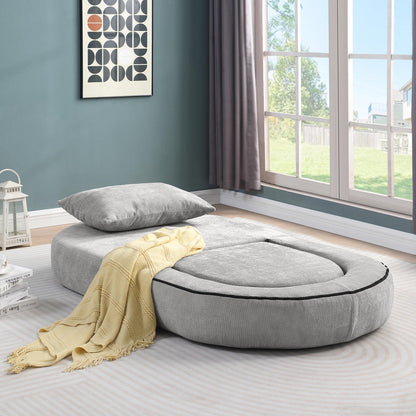 Modulares Sofa-Set Frottee (Terry Cloth), Sektionssofa Minimalistisch, Wohnzimmer Couchgarnitur, Umkehrbar, Light Grey