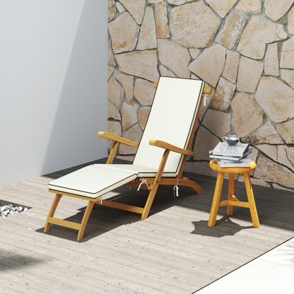 Sonnenliege Holz klappbar Gartenliege mit Fußstütze, Matratze, Gartenstuhl bis 160 kg belastbar, für Garten Urlaub Outdoor Strand Pool, Teak
