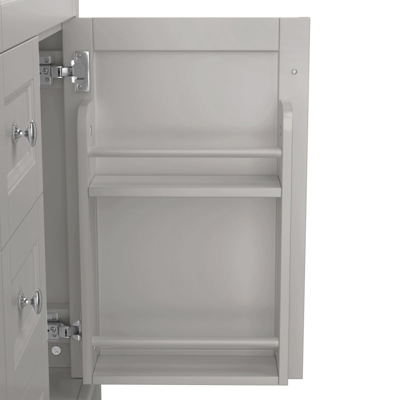 76x46x87cmBodenstehender Badezimmerschrank mit Waschbeck, Waschtisch, feuchtigkeitsbeständig lackiert, Soft-Close-Schubladenführungen, Türregale,ausklappbare Schublade,verstellbare Ablagefläche, grau
