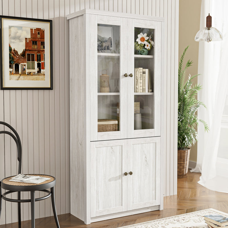 Moderner Highboard Schrank 80x34x171 cm, für Wohnzimmer, Büro & Flur