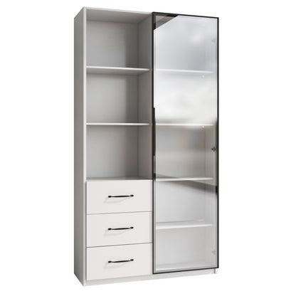 LED-Vitrine, 3 Schubladen und 3 offene Fächer, mehrfarbige LEDs, Bücherschrank, Küchenschränke 80 x 40 x 160 cm