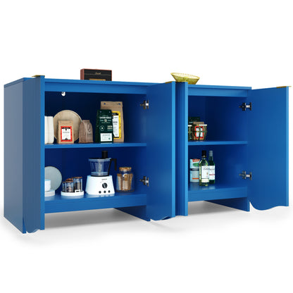 Sideboard(140×40×85cm), buffetschrank, cabinets, Esszimmer Wohnzimmer Aufbewahrungsschränke, Gemusterte Schränke, Freistehende Schränke, Küchenmöbel,Wellenmuster-Design, Blau
