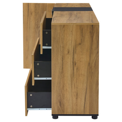 Sideboard, Modernes Anrichte Schrank Buffetschrank Sideboard mit 3 Schubladen,Accent Konsolentisch-Aufbewahrungsschrank mit Glas, Breite 140 cm