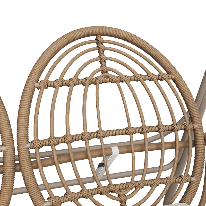 Gartenschaukel, Hollywoodschaukel mit Rückenlehne, Gartenmöbel-Set für den Außenbereich,Doppelschaukel aus PE-Rattan, 2 Sitze, Brauner Sitzrahmen und beiges Kissen