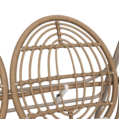 Gartenschaukel, Hollywoodschaukel mit Rückenlehne, Gartenmöbel-Set für den Außenbereich,Doppelschaukel aus PE-Rattan, 2 Sitze, Brauner Sitzrahmen und beiges Kissen