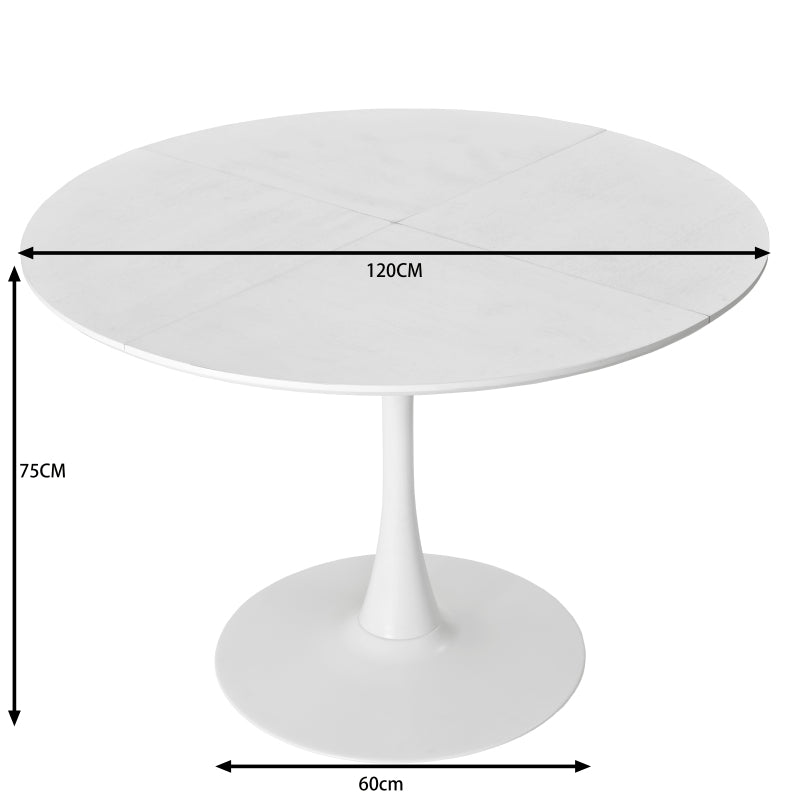 47.24"Modern Round Dining Table,Four Patchwork Tabletops with White Color Solid Wood Grain Table Top,Metal Base Dining Table, End Table Leisure Coffee Table