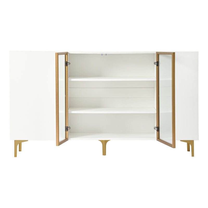 Elegantes 4-Tür Sideboard, Modernes Design, Grifflos, Viel Stauraum, Weiß