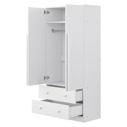 Kleiderschrank 70*40*170cm, Doppeltüren-Design, mit Schubladen und Ablagefächern, weiß