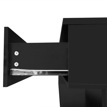 Couchtisch, Hochglanzschwarz. Beistelltische, Couchtische mit Glas und LED-Effekt