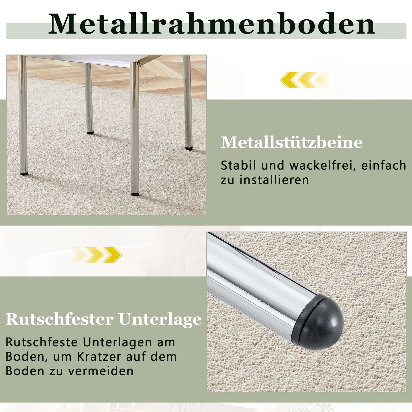 4er-Set Esszimmerstühle Weiß PU-Leder Leicht-Luxus-Stil mit senkrechter Prägung und silbernen Metallbeinen