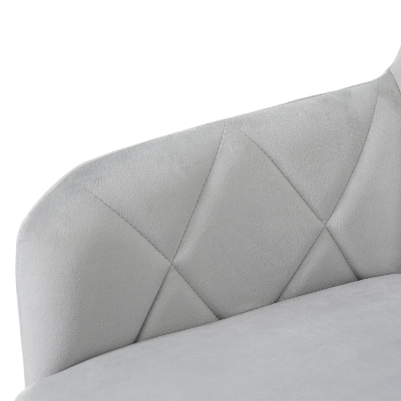 2er Set 360° Drehbarer Esszimmerstühle mit Rautenmuster,Gepolsterter Sessel mit 4 Metallbeinen,Moderner Lounge-Stuhl,Wohnzimmerstuhl für Shlafzimmer,Arbeitzimmer,Lendenwirbelstütze,Samt,Grau