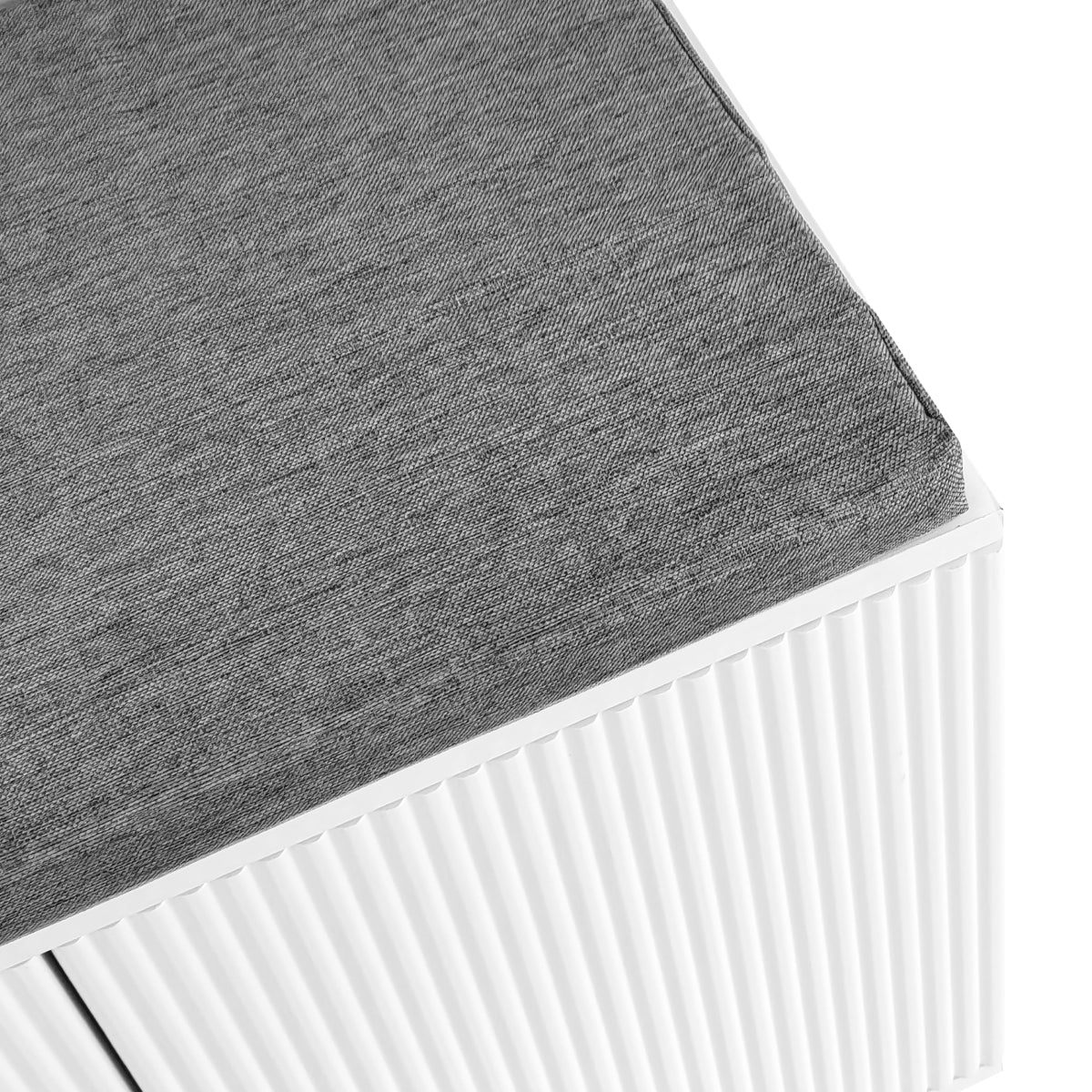 Hoher Garderobenschrank mit Wellentüren, Push-to-Open, verstellbaren Regalen & Goldakzenten, Weiß, 60,5×35,2×180,5 cm