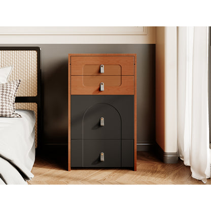 Schminktisch(Enthält Make-up-Hocker), Multifunktionaler Aufbewahrungshocker Nachttisch, mit Spiegel und LED-Beleuchtung, mit 3 Schubladen, schwarz+braun