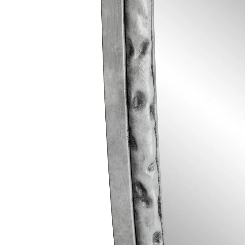 Iron Art Oval Retro Mirror, Antique Effect, Wall Hanging, Suitable For Bathroom, Bedroom, Living Room (Silver)