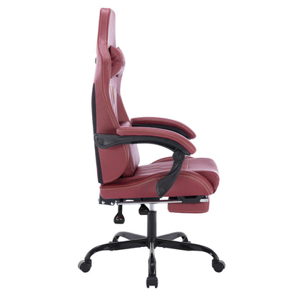Gaming Stuhl Computerstuhl Ergonomischer Gaming Chair mit Fußstütze Bürostuhl Ergonomischer Computerstuhl mit Lendenwirbelstütze Rot