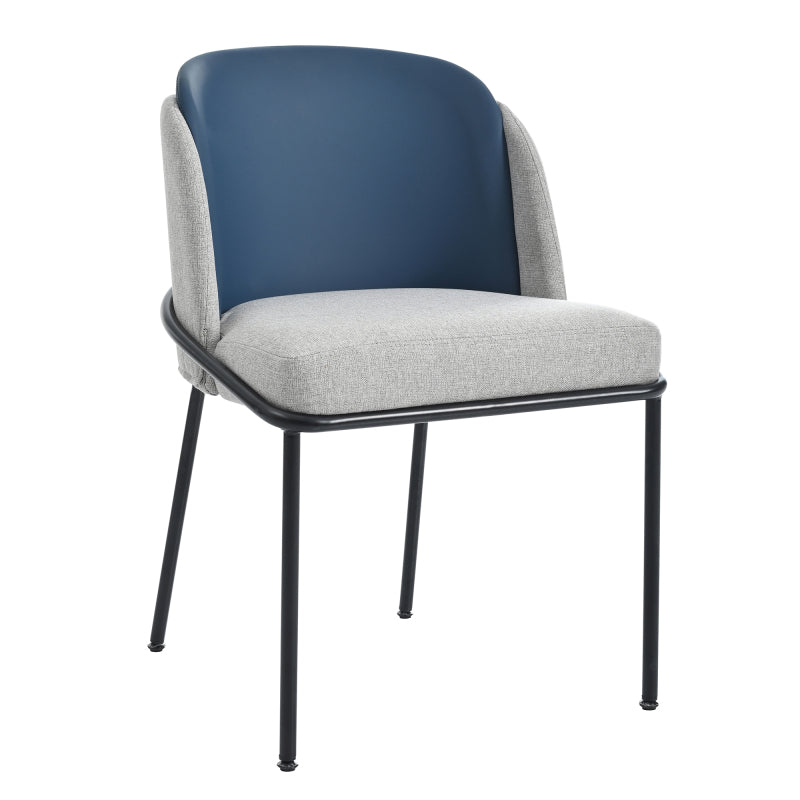 2 St Moderner Stuhl, Ideal für Wohnzimmer, Offene Bürofläche, Esszimmer, Grau+Marine
