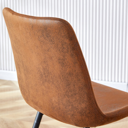 4er-Set Esszimmerstühle Braun Atmungsaktive Tech-Fabric Modernes Design mit verbreiterter Sitzfläche und rutschfesten Metallfüßen