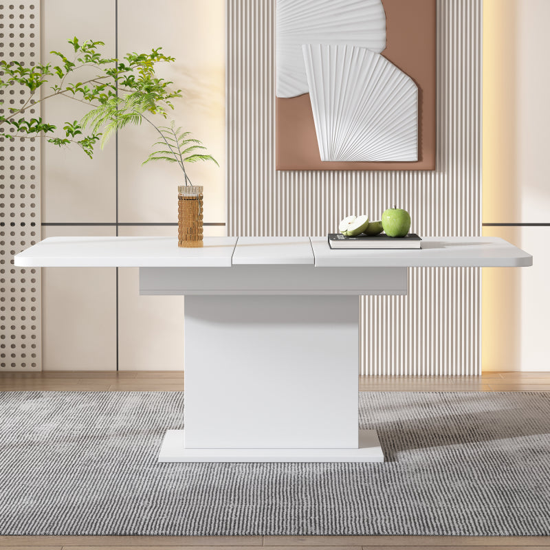 Ausziehbarer Esstisch, L110/130*W70*H75, Esstisch mit Stauraum, Weiss