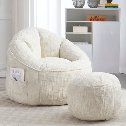 Sitzsack Sofa Stuhl für Erwachsene mit Fußstütze, Beige