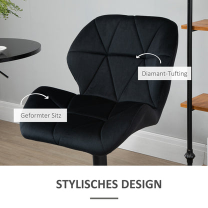 2er-Set Barhocker drehbare Barstühle mit Lehne höhenverstellbar Samt Touch Schwarz