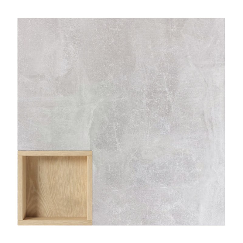 Couchtisch Wohnzimmertisch Beistelltisch mit herausnehmbarer Aufbewahrungsbox, Betongrau und Holzfarbe, 72*72*30 cm.
