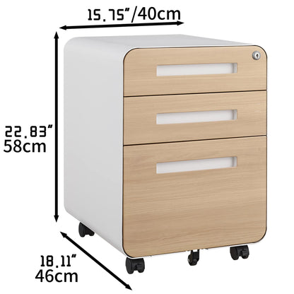 3 Drawer Mobile File Cabinet Under Desk Office,Simple Style Versatile Storage Cabinet for Legal/Letter/A4 Files, 5 Wheel Design Anti-Tilting Cold Rolled Steel Waterproof Moisture-Proof White