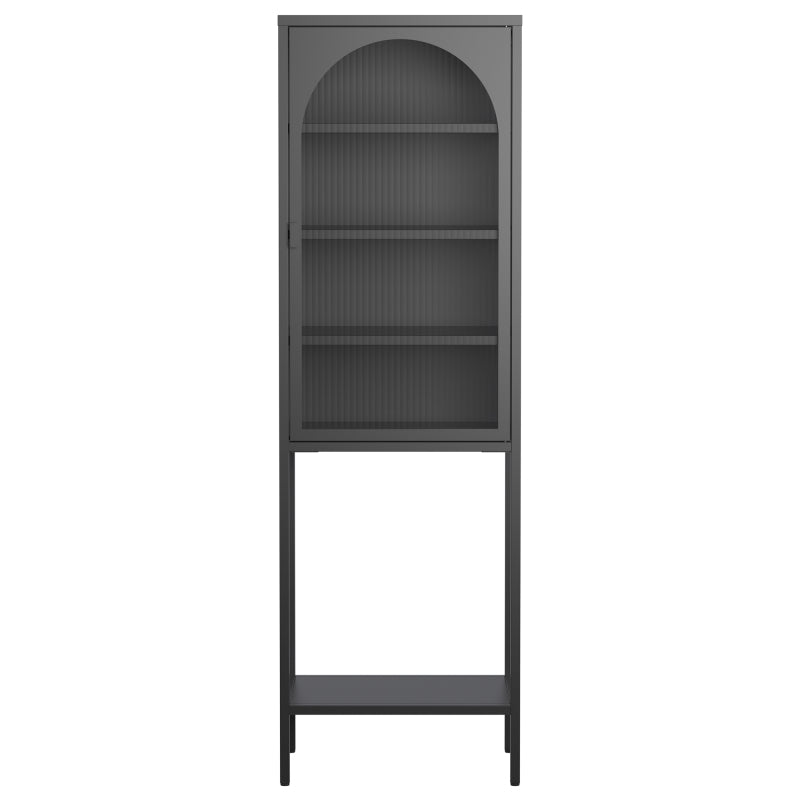 Metall Glas Tür Schaukasten Speicher Schrank – 5-Stufen Würfel Bücherregal Speicher Schrank mit 3 einstellbaren Regalen. Für Küche, Esszimmer, Wohnzimmer, Bad, Home-Office, eisenha, H160cm×B50cm×T35cm