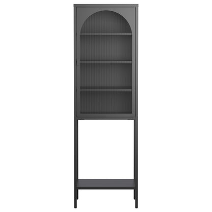 Metall Glas Tür Schaukasten Speicher Schrank – 5-Stufen Würfel Bücherregal Speicher Schrank mit 3 einstellbaren Regalen. Für Küche, Esszimmer, Wohnzimmer, Bad, Home-Office, eisenha, H160cm×B50cm×T35cm