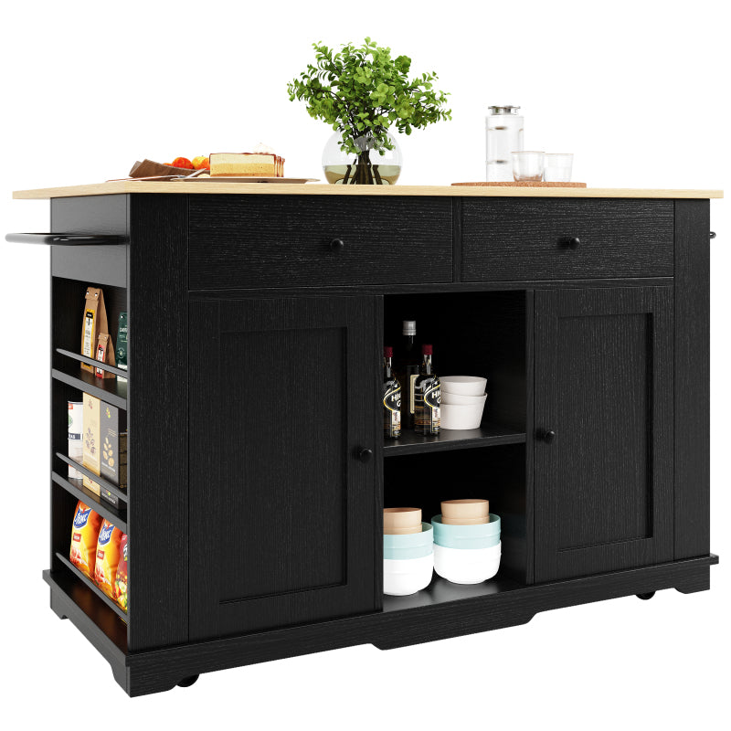 Kücheninsel, Küchenwagen mit Steckdosenleiste ausgestattet, Küchenschrank, Servierwagen mit arbeitsplatte, buffetschrank, Speisewagen mit Holzmaserung, buffetschrank,Schwarz