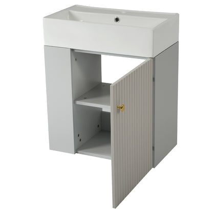Waschbecken mit Waschtischunterschrank, Waschtischunterschrank , Waschtischunterschrank hängend hellgrau , Kleine Gästebad Möbel