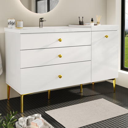Badezimmerschrank mit Waschbecken, Moderner Stil, Badmöbel, Weiß