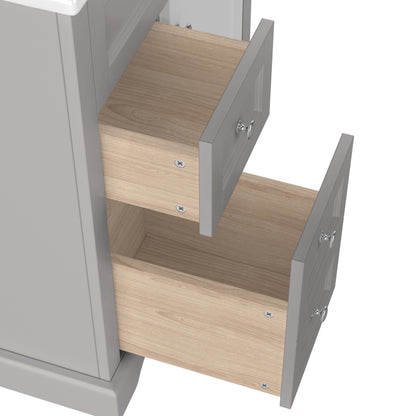 76x46x87cmBodenstehender Badezimmerschrank mit Waschbeck, Waschtisch, feuchtigkeitsbeständig lackiert, Soft-Close-Schubladenführungen, Türregale,ausklappbare Schublade,verstellbare Ablagefläche, grau