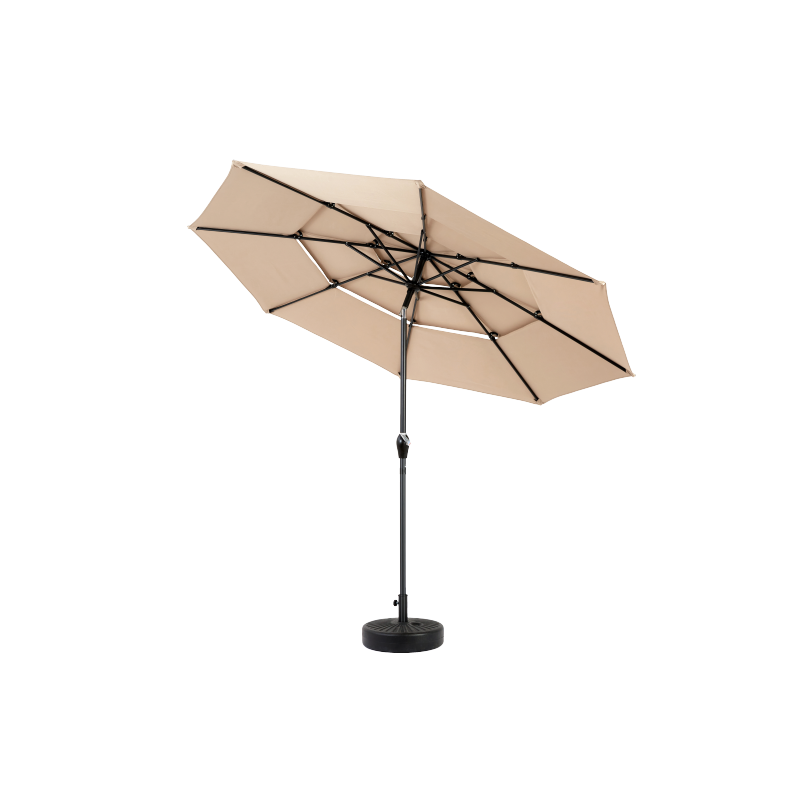 14.8 Ft Double Sided Outdoor Umbrella Rectangular Large with Crank(khaki)(No Base)